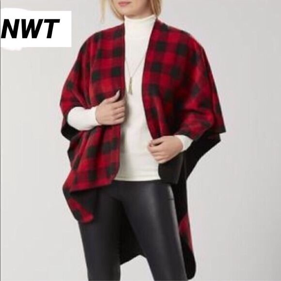 NWT! Sears buffalo check poncho/ ruana - Picture 1 of 6